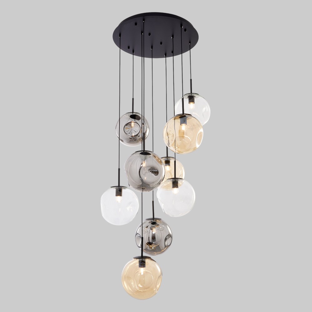 Lámpara doble altura 9xE27 Utopía clear/smoke/ambar