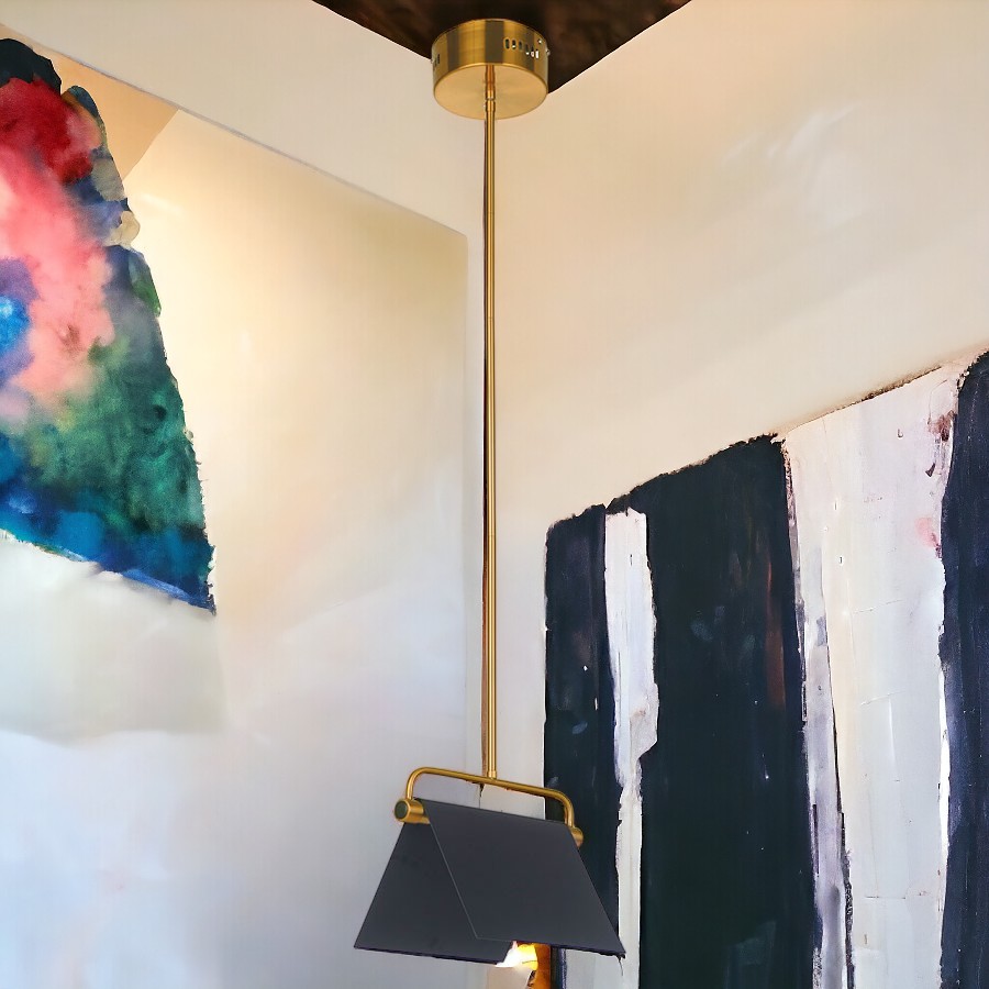 Lampara LED colgante Tente black/gold con luz cálida 14W