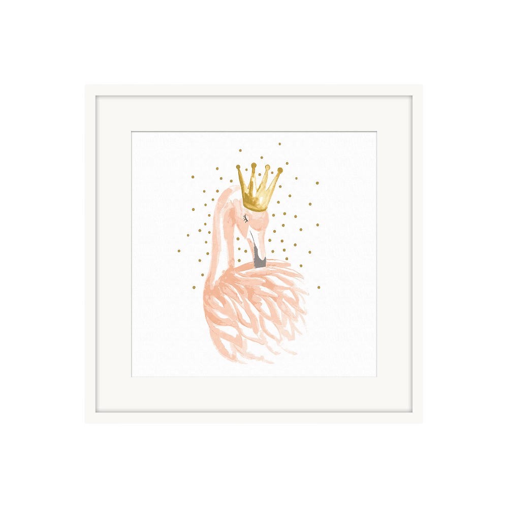 Cuadro 40x40 Reina Flamingo con marco blanco