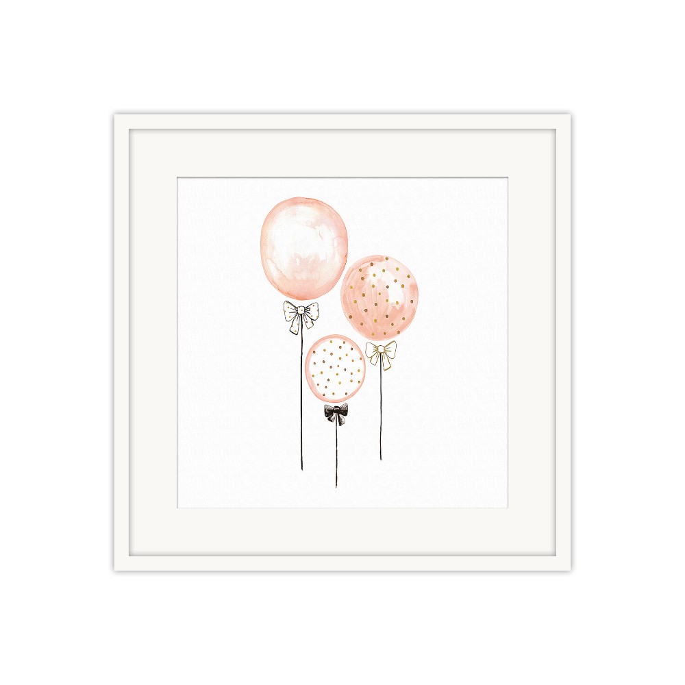 Cuadro 40x40 Globos rosa con marco blanco