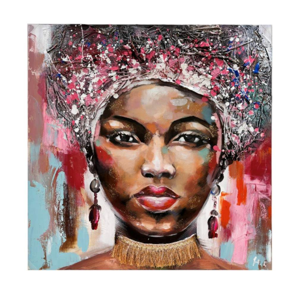 Cuadro 100x100 Mujer Africana