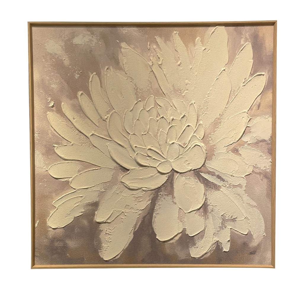 Cuadro 60x60 Flor blanca con marco