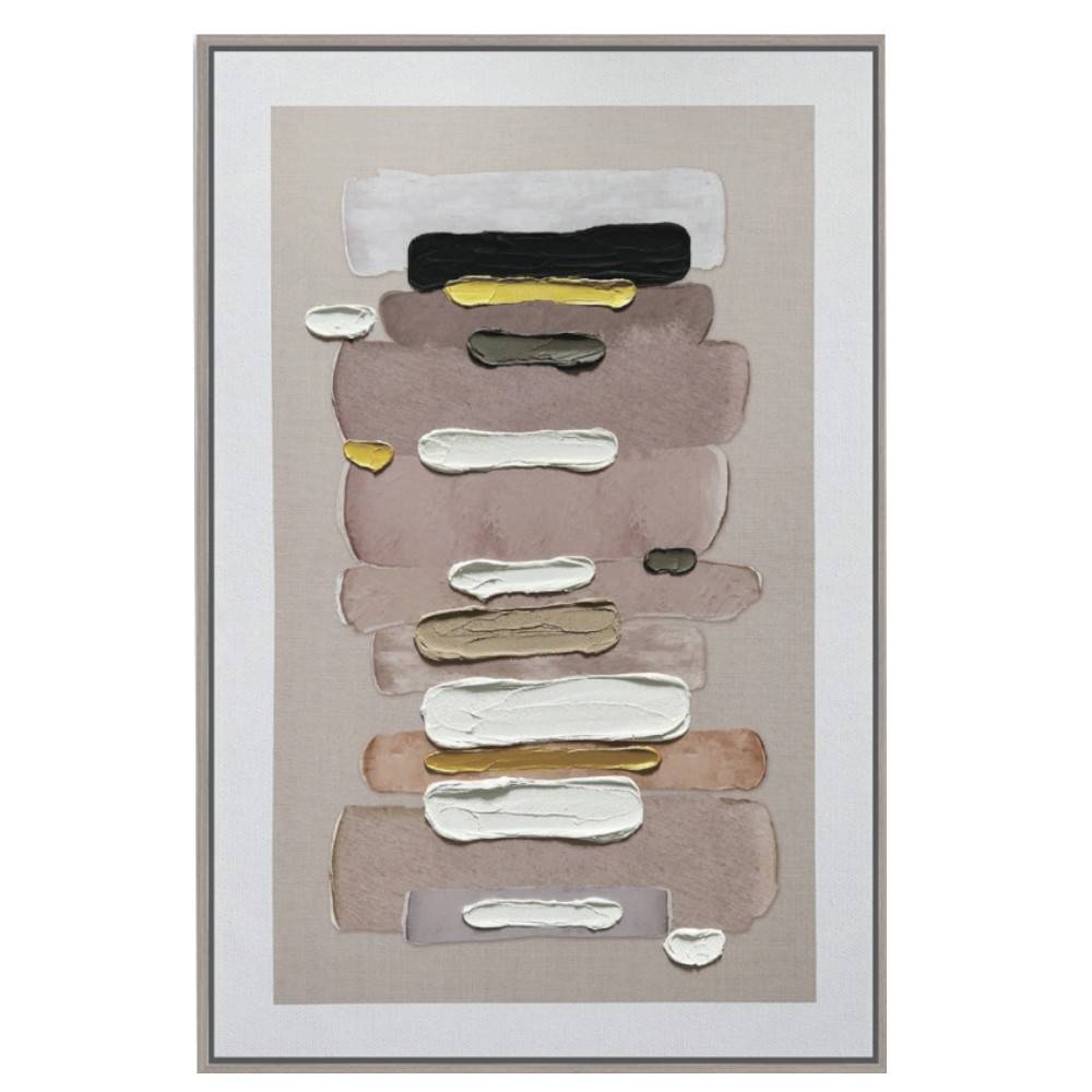 Cuadro 80x120 abstracto con lineas tonos tierra con marco