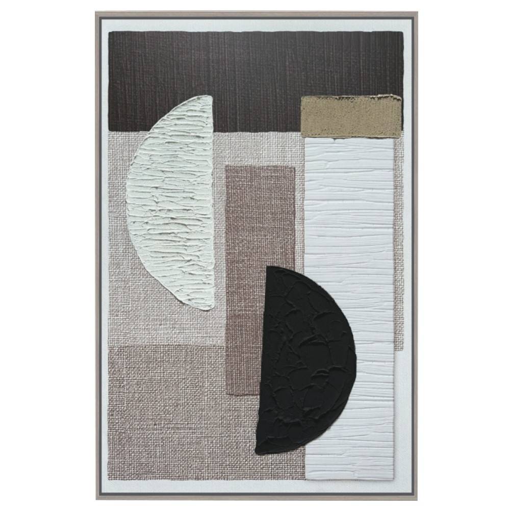 Cuadro 80x120 formas abstractas tonos tierra con marco