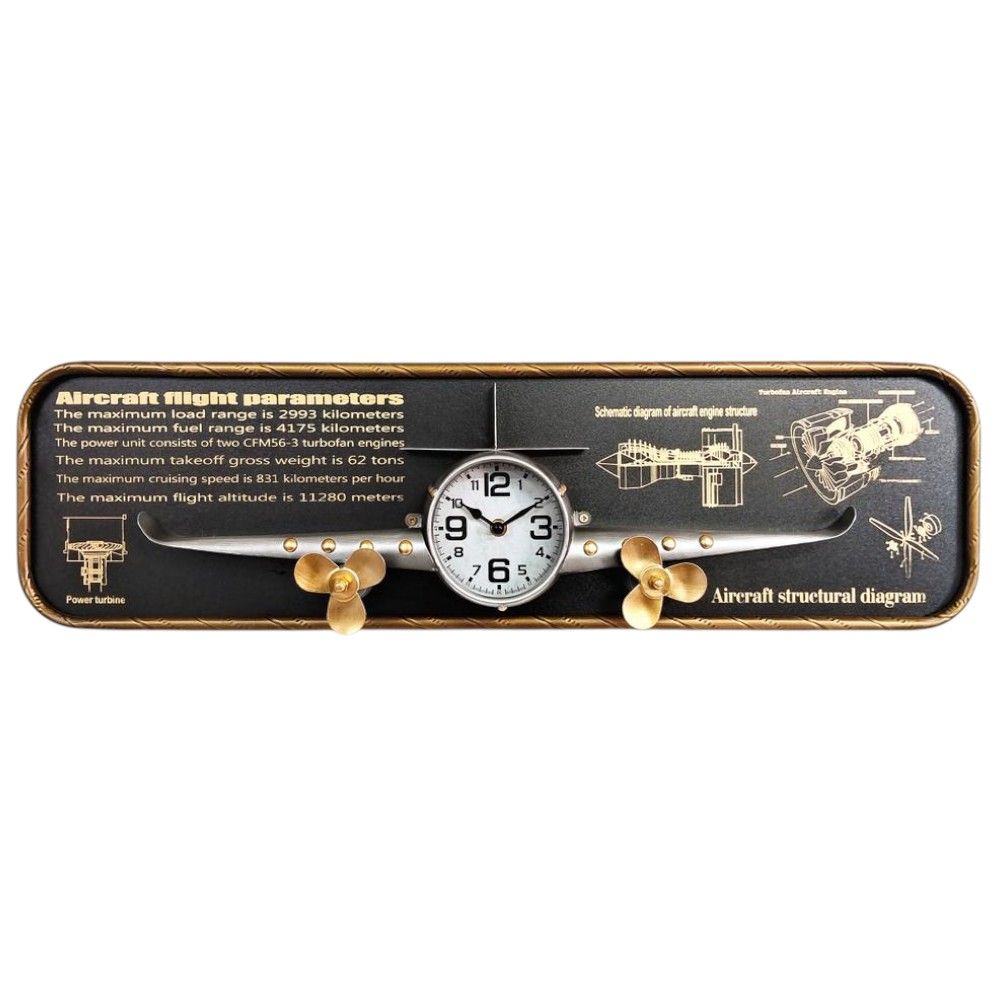 Aplique (x1) 78x21 decorativo Avión vintage con marco