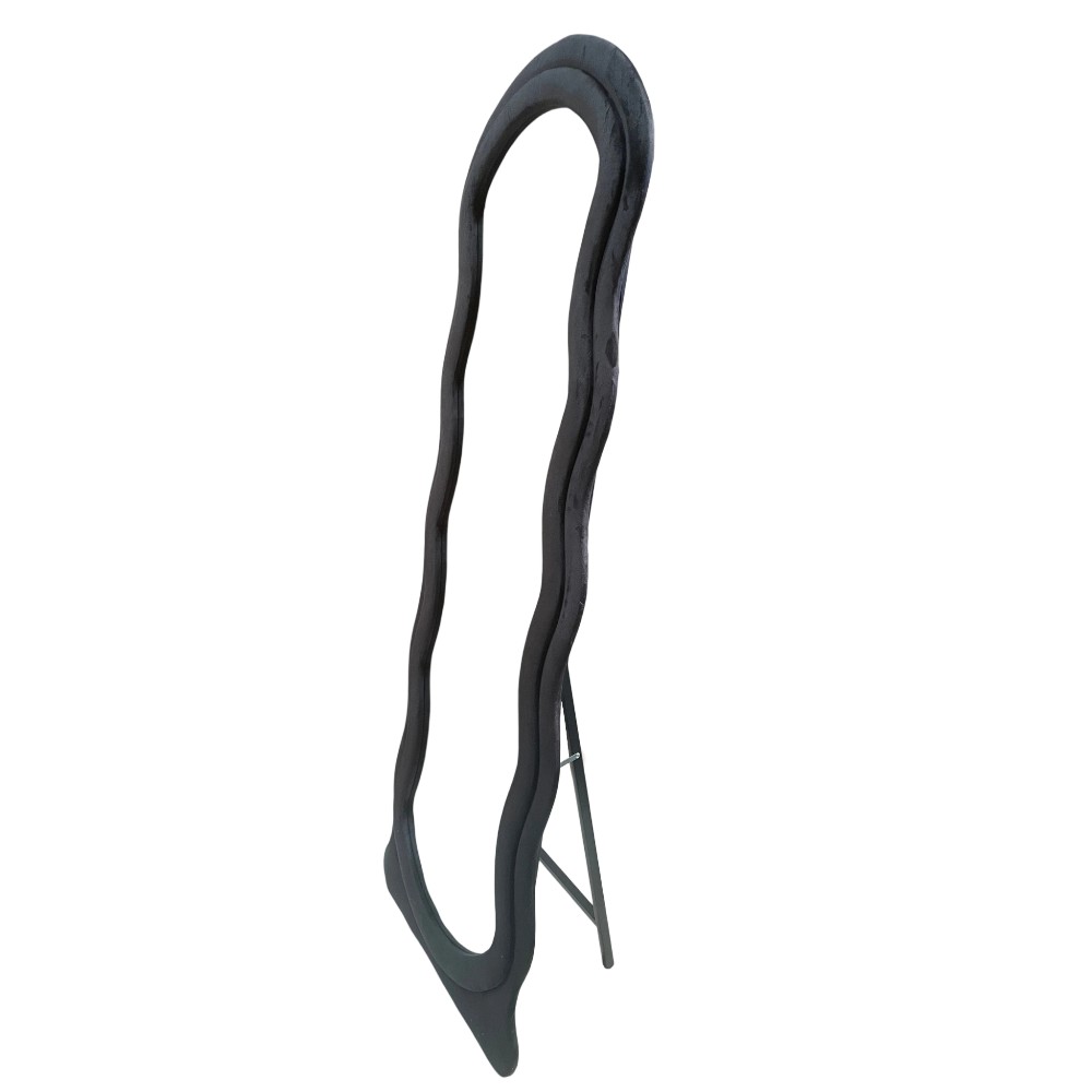 Espejo de pared ovalado 60x160 Ondas gamuza negro