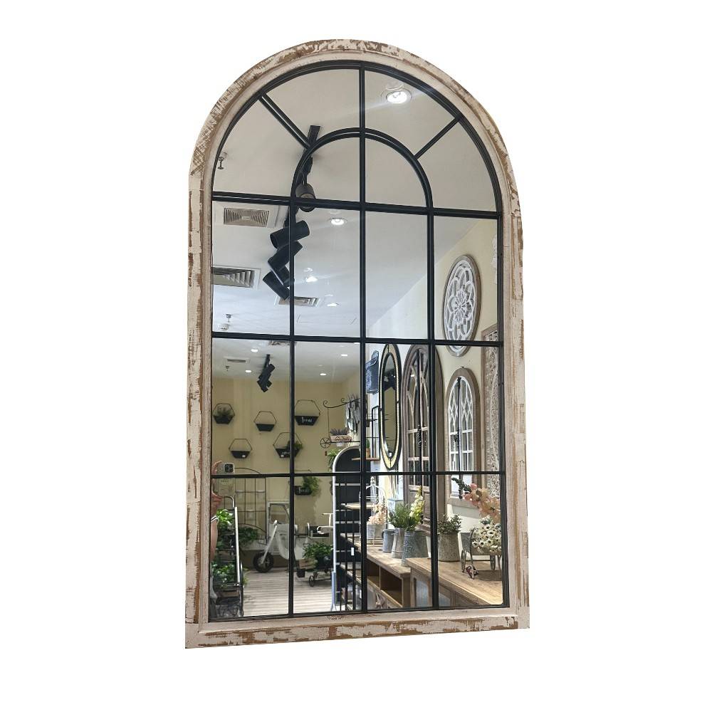 Espejo de pared domo 40x80 Toscana marco madera beige