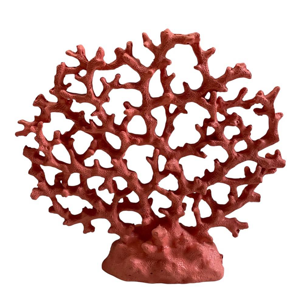 Adorno Coral de Fuego de resina rosa 25x25cm