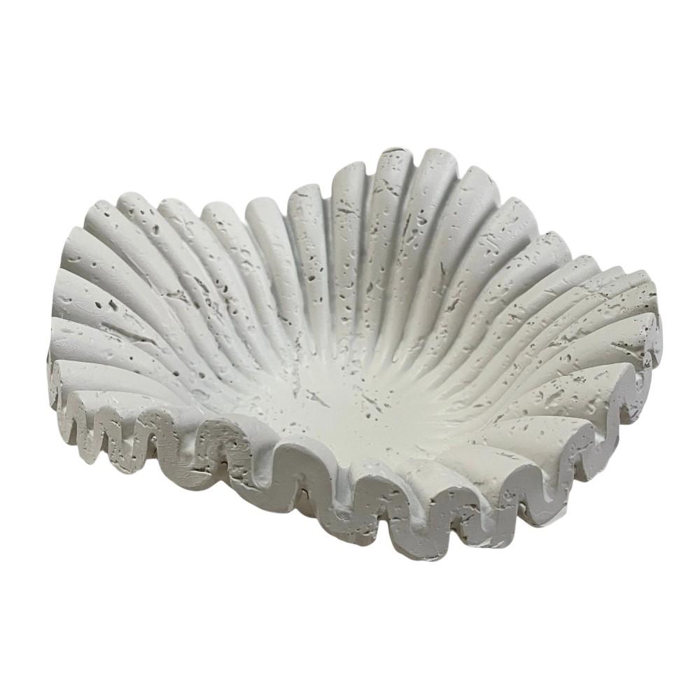 Bowl decorativo con volantes blanco 25x25cm