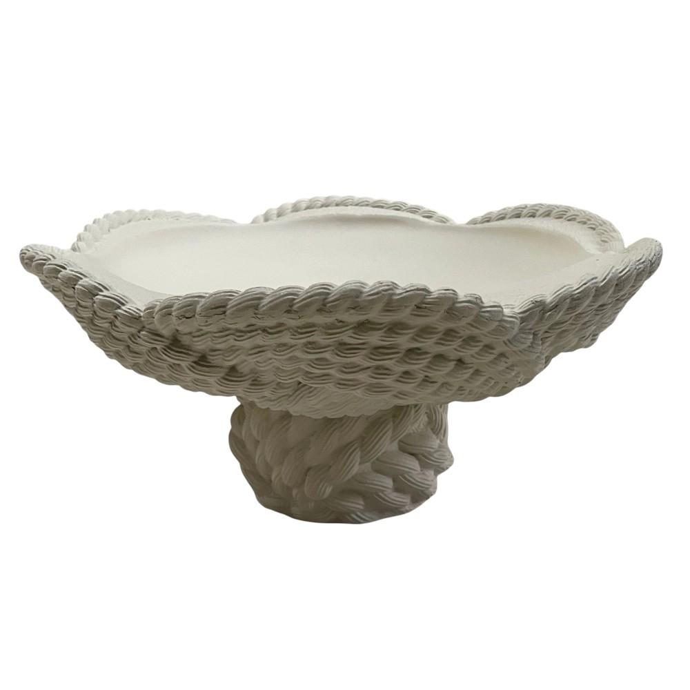 Bowl decorativo anudado blanco 32x32cm