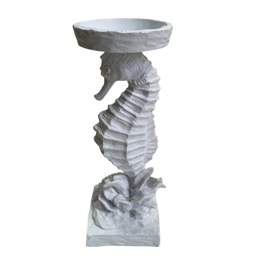 Portavela Caballito de Mar blanco 10x26cm