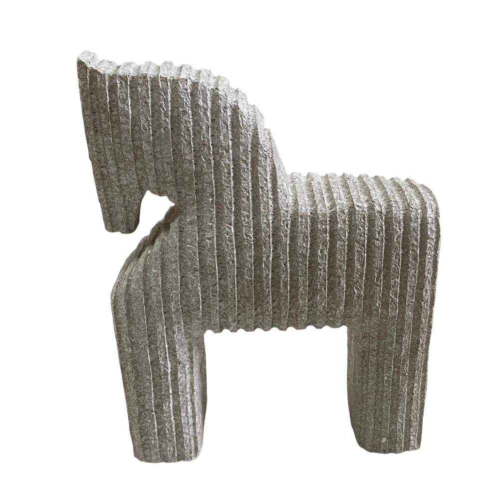 Adorno Caballo estriado blanco 17x22cm