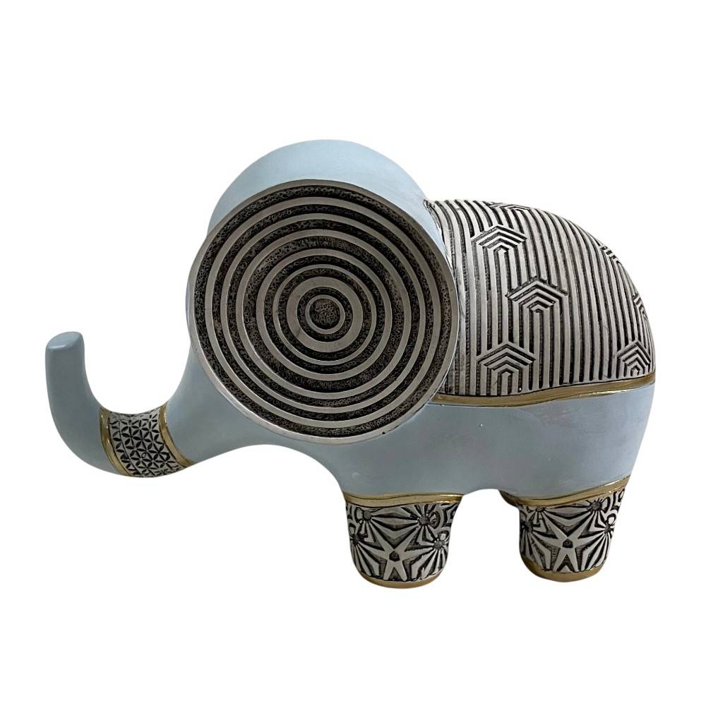 Adorno Elefante moderno blanco/negro/dorado 22x15cm