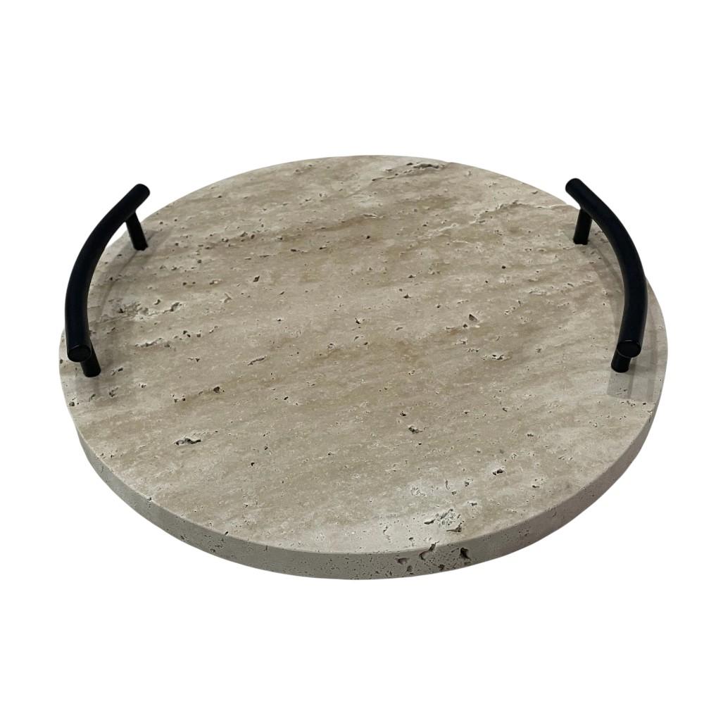 Bandeja circular 30x30 con agarraderas negras