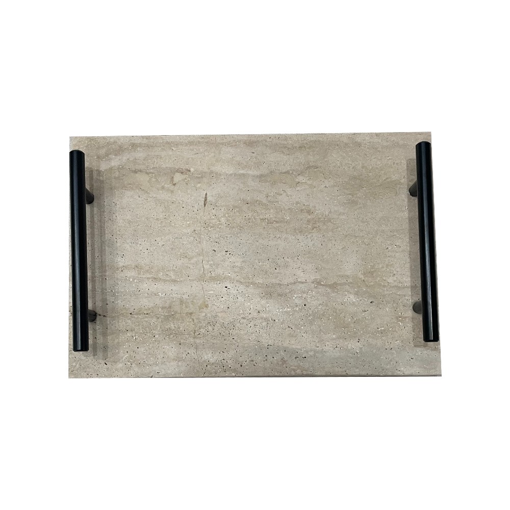 Bandeja rectangular 30x20 con agarraderas negras