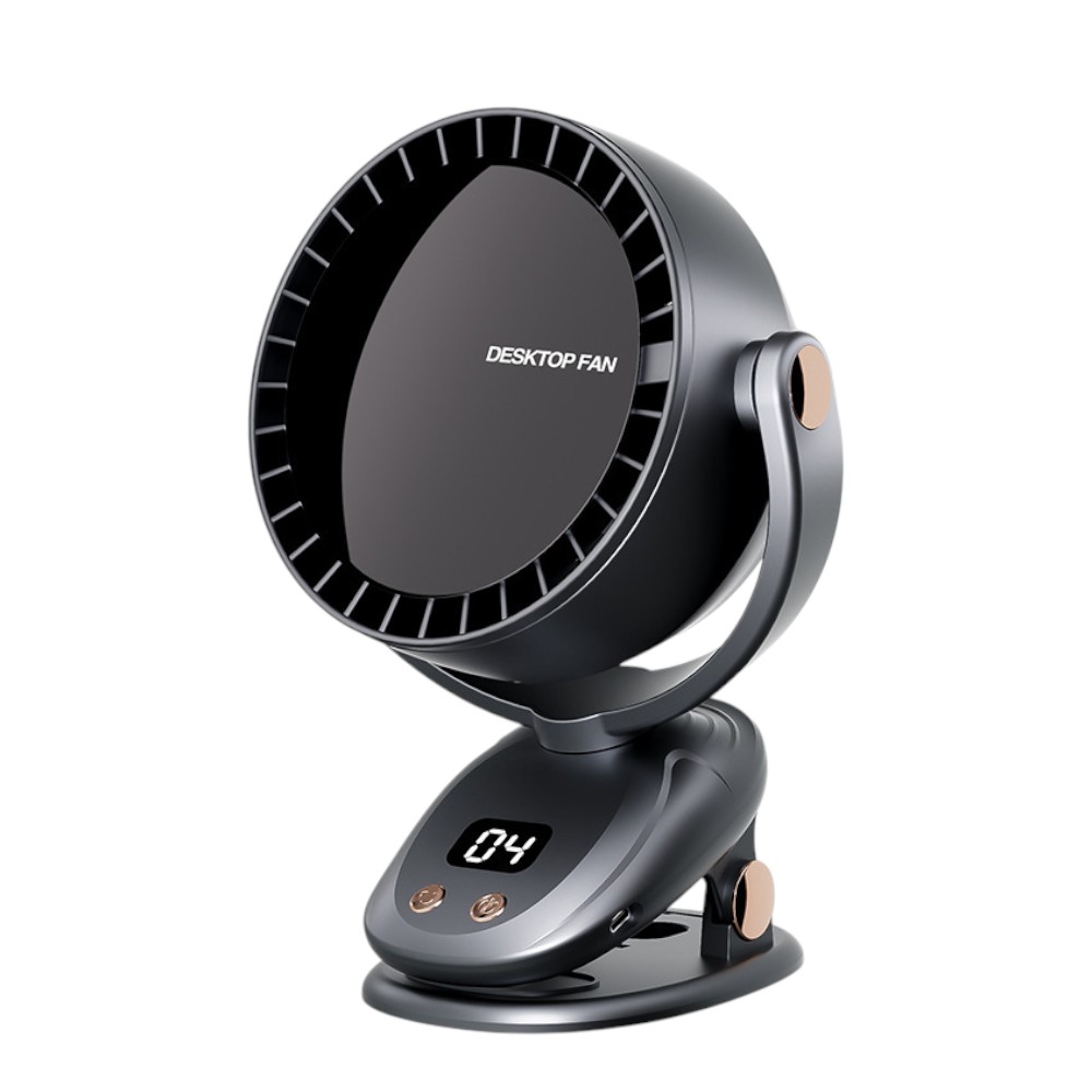 Ventilador portátil recargable base clip negro con USB