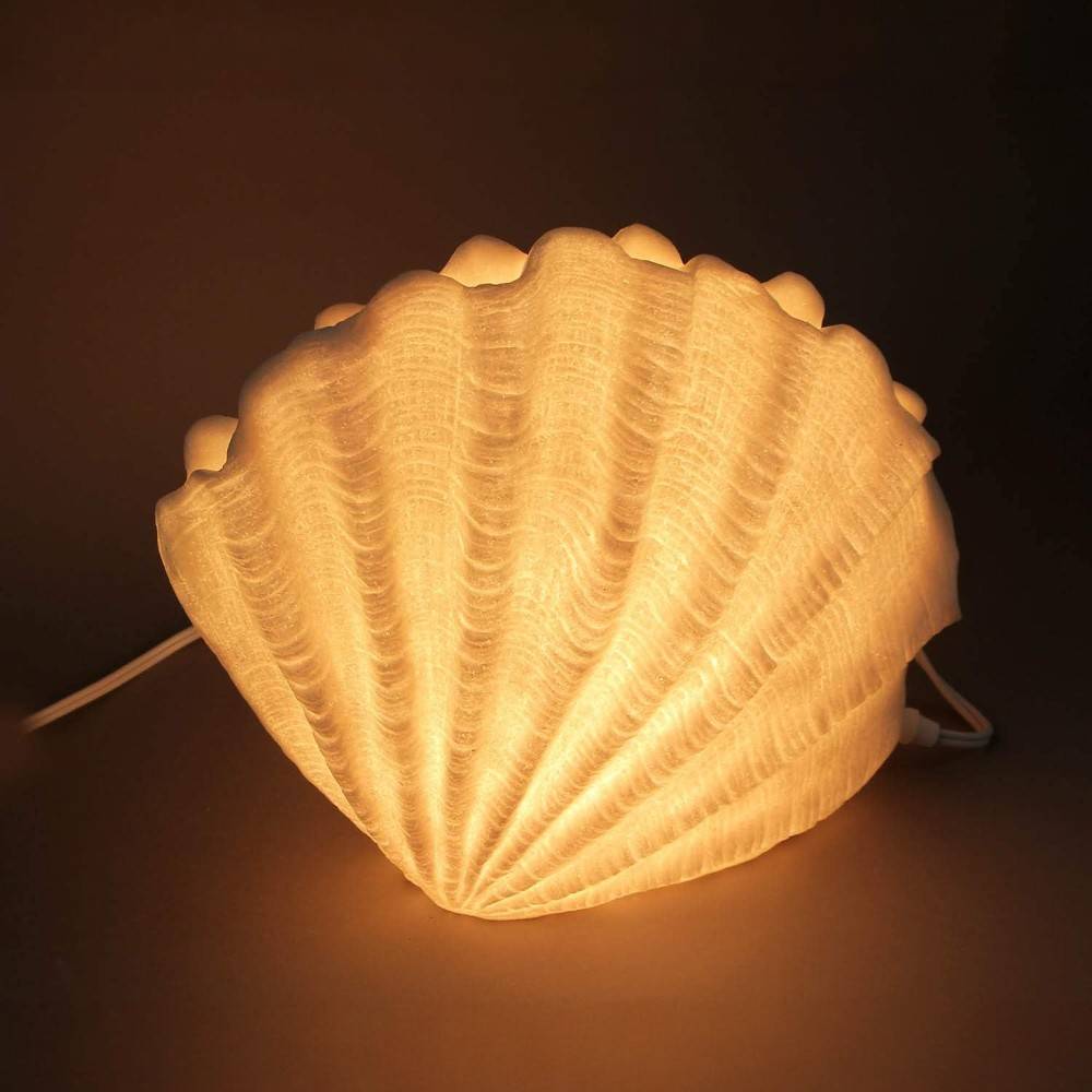 Lamparita a pilas Concha blanca 14x11cm