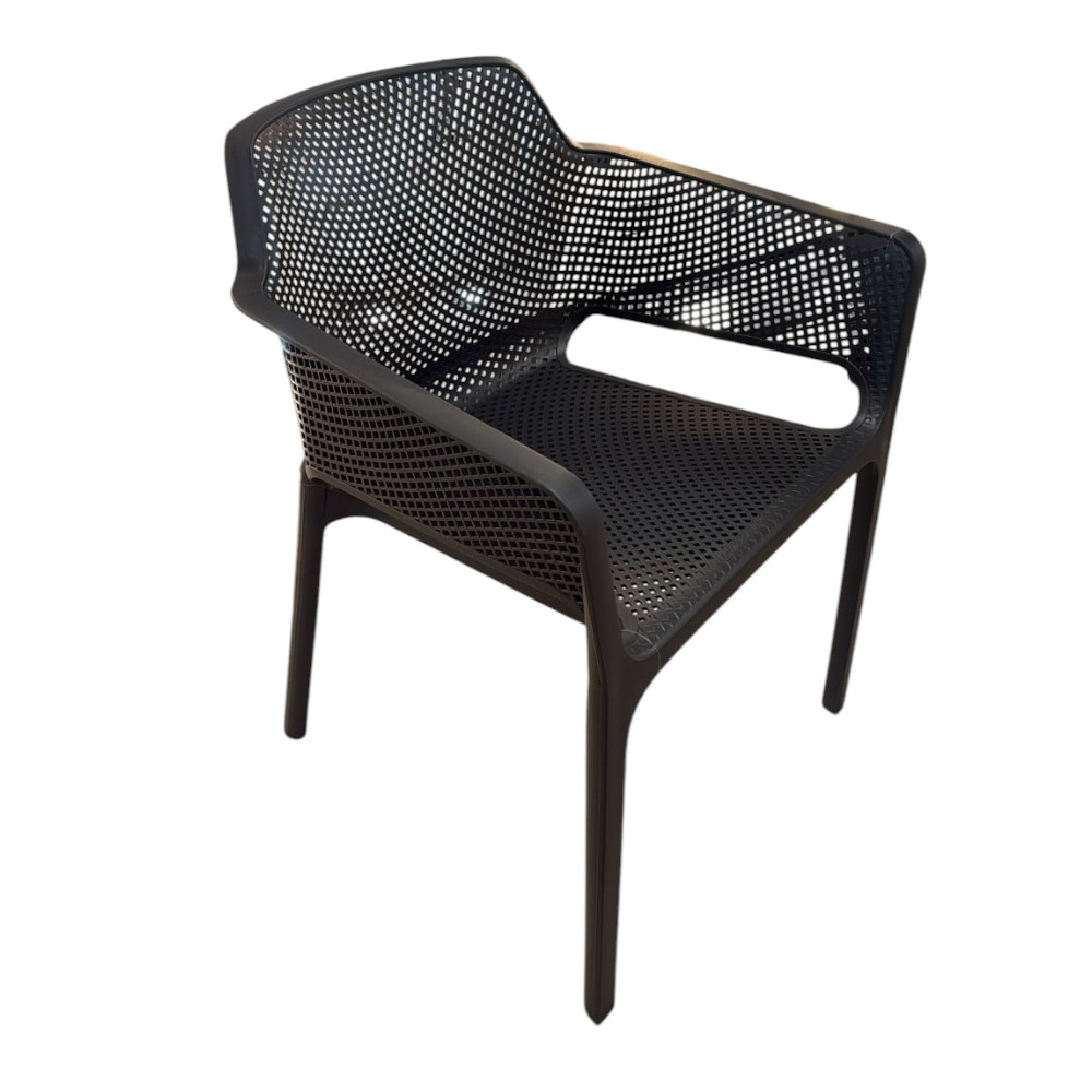 Silla de exterior con brazos plástico oscuro c/protección UV