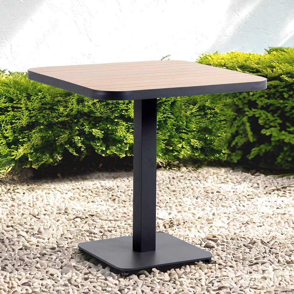 Mesa comedor cuadrada 75x75 top polywood base aluminio gris