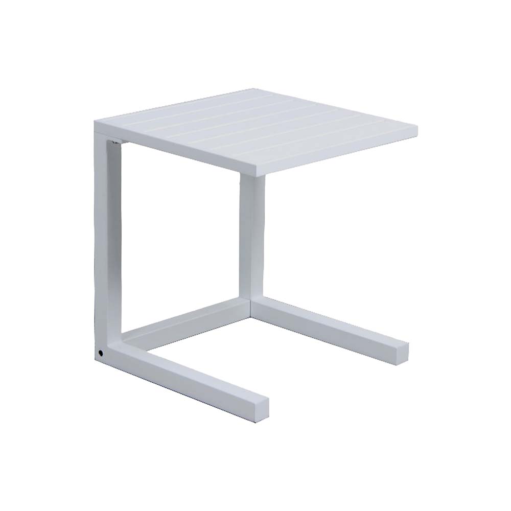 Mesa auxiliar 45x45 de exterior Dove de aluminio blanco