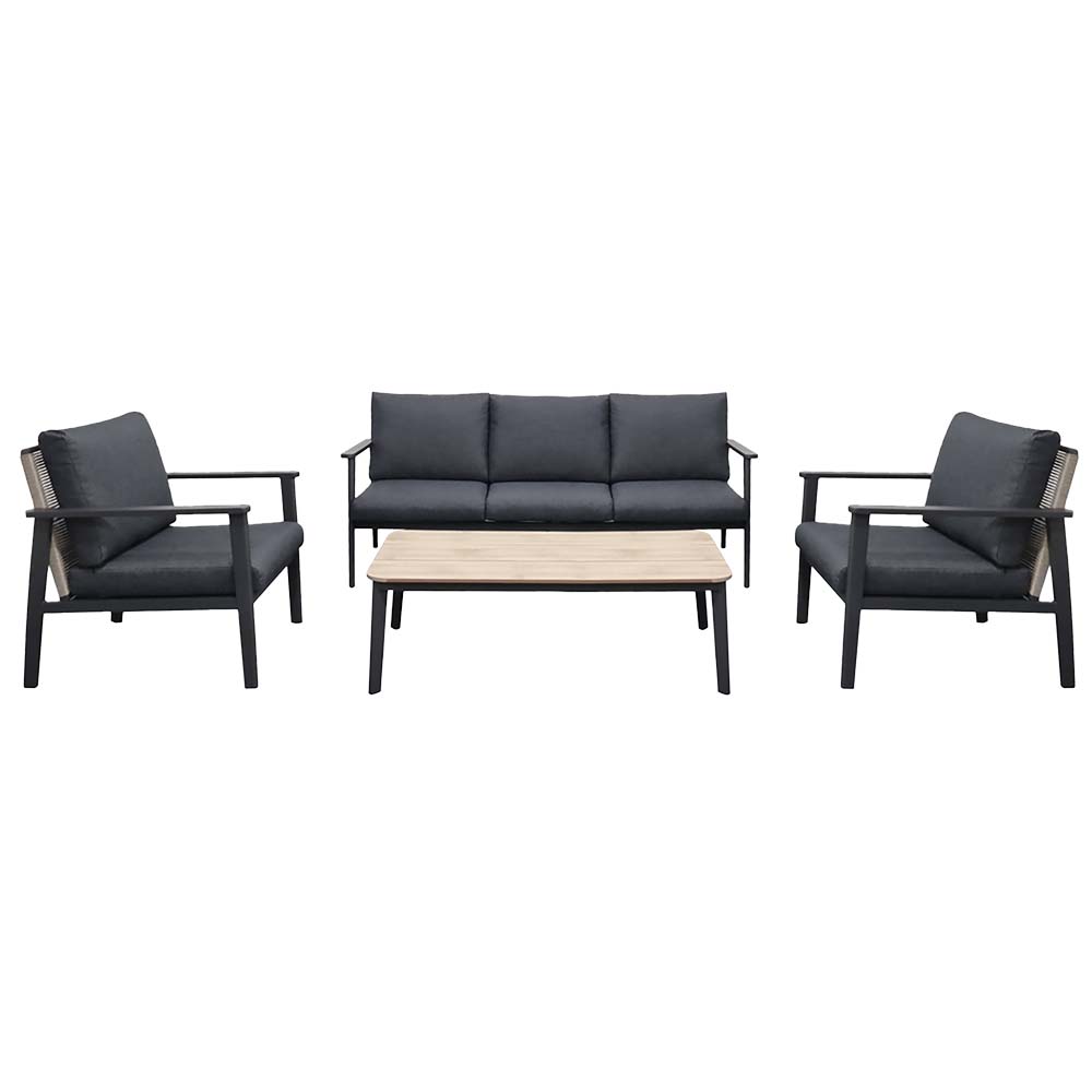 Set sala exterior Luan aluminio oscuro/wood