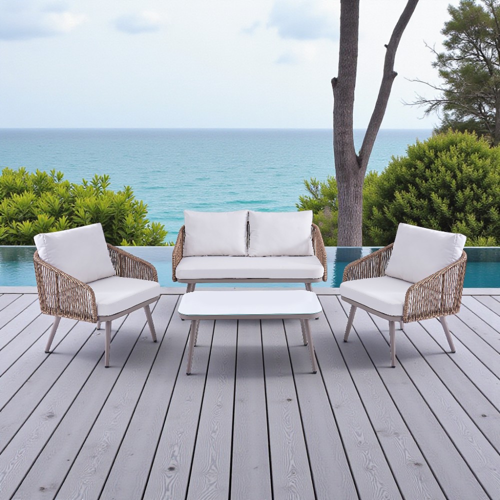 Set sala de exterior Dan 4pcs de polyrattán