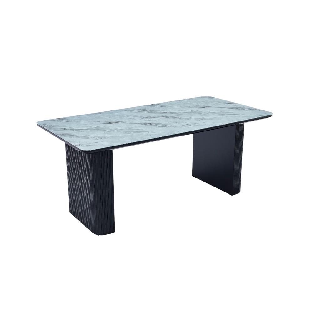 Mesa comedor rectangular 180x90 Cristy top vidrio base negra