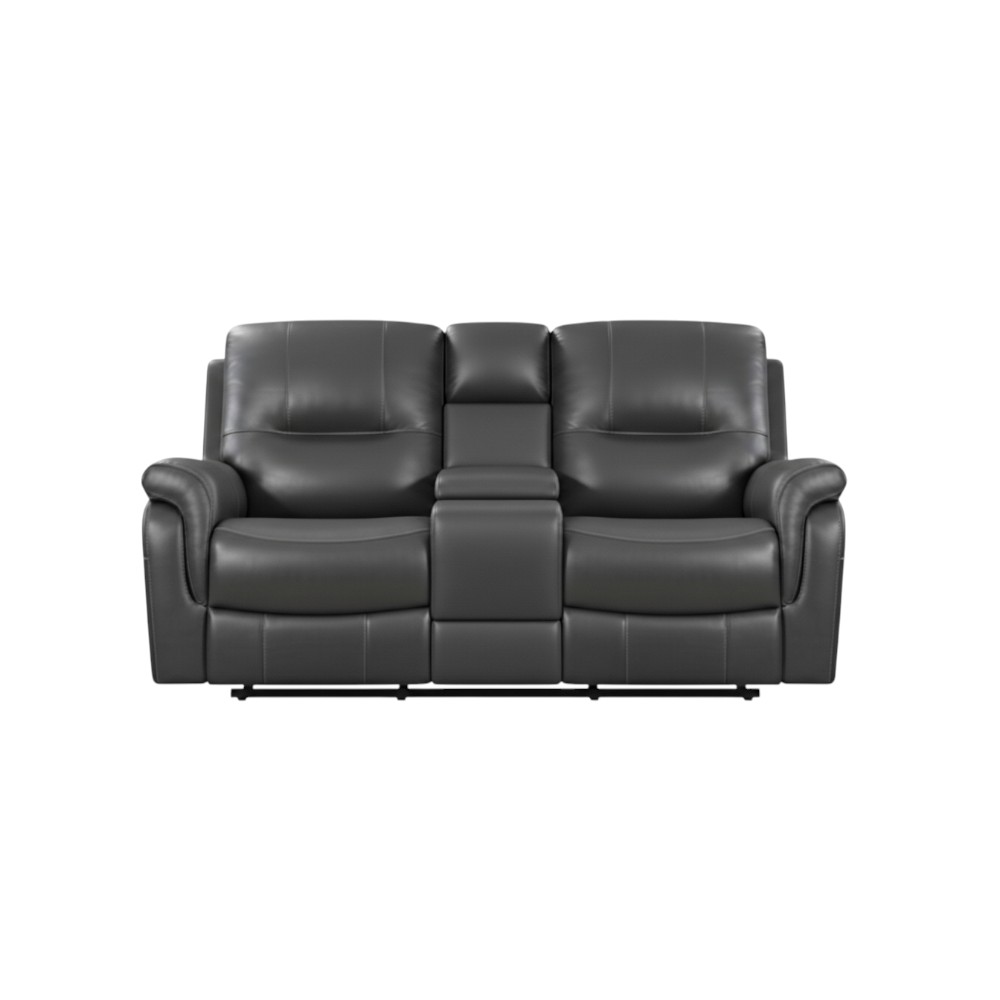 Reclinable doble eléctrico c/consola Lucca tipo piel gris