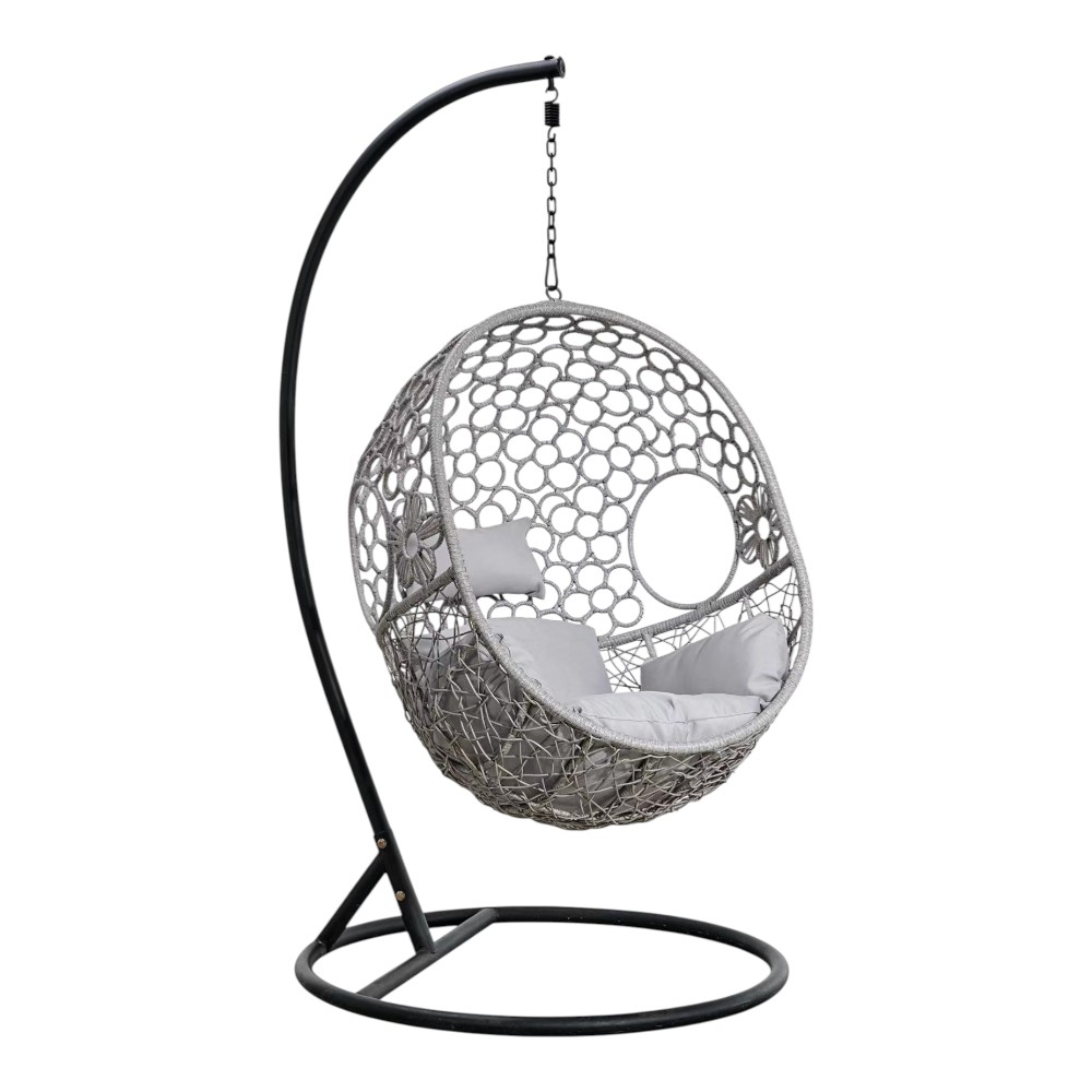 Columpio Soffy de polyrattan gris + cojín gris