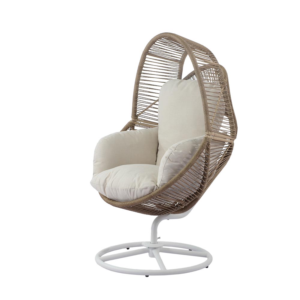 Asiento giratorio Vian de acero con polyrattan cafe claro