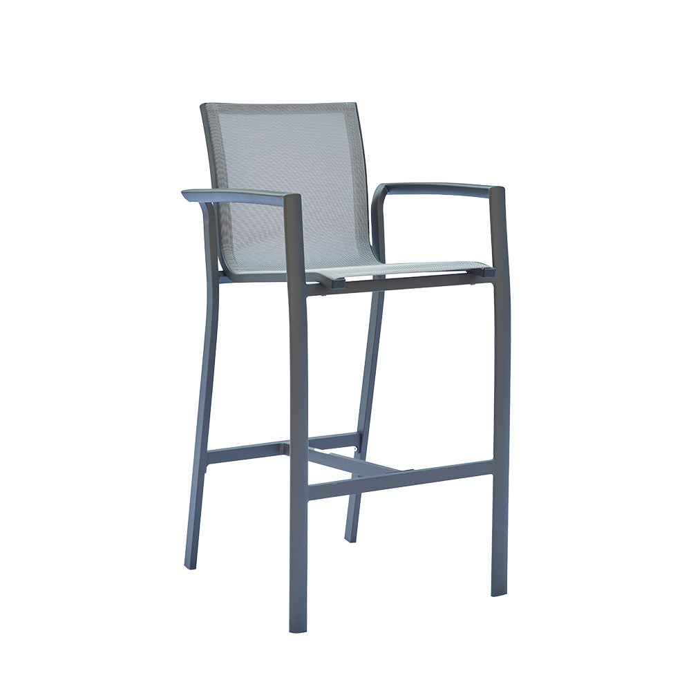 Taburete con brazos Yuri de aluminio gris oscuro