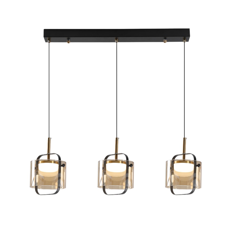 Lámpara colgante LED Vito metal vidrio ámbar 3CCT 18W