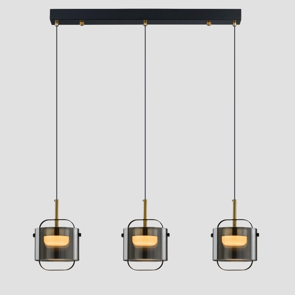 Lámpara colgante LED Vito metal vidrio smoke 3CCT 18W