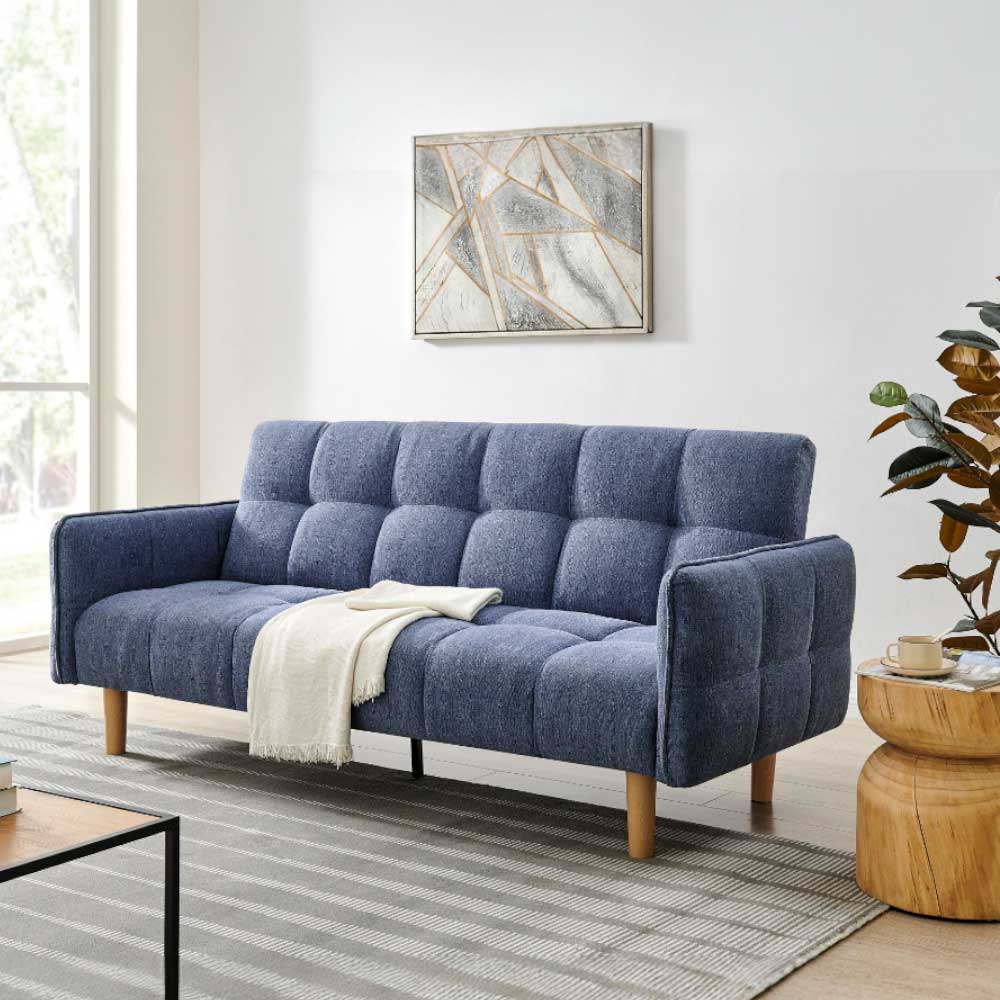 Sofá cama Miura clic clac de tapiz azul