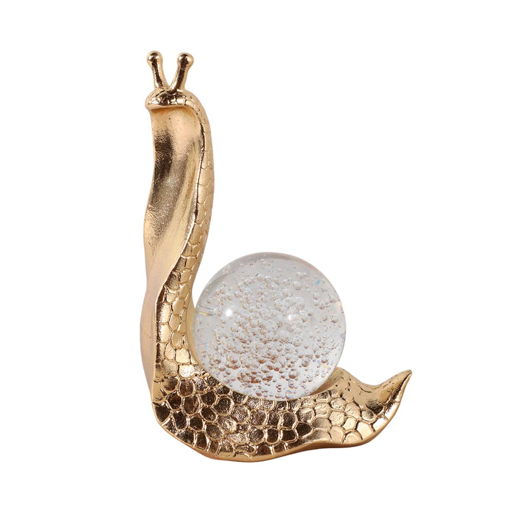 Caracol dorado con esfera de cristal 20cm