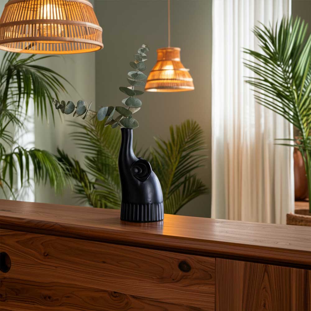 Figura Elefante de cerámica color negro mate 23CM