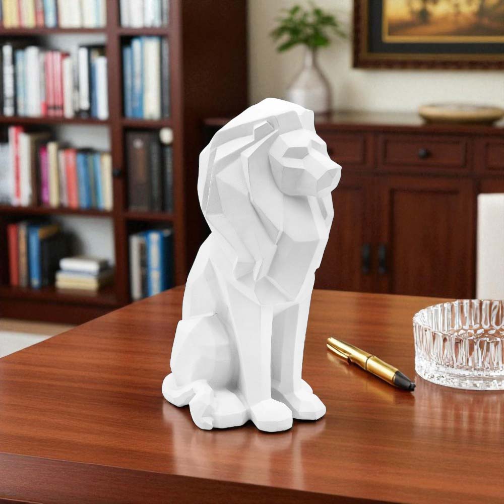 Figura Leon de resina blanca 28CM