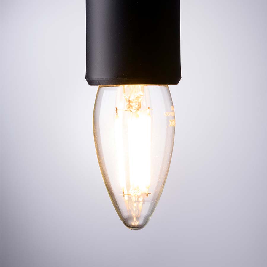 Foco LED C35 base E27 4W 470LM 2700K vidrio transparente