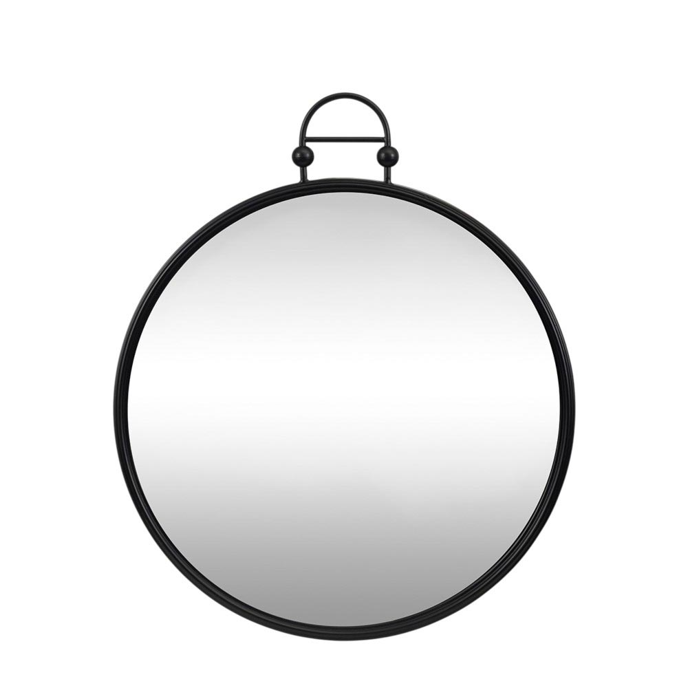 Espejo de pared circular Ø60 marco de metal negro
