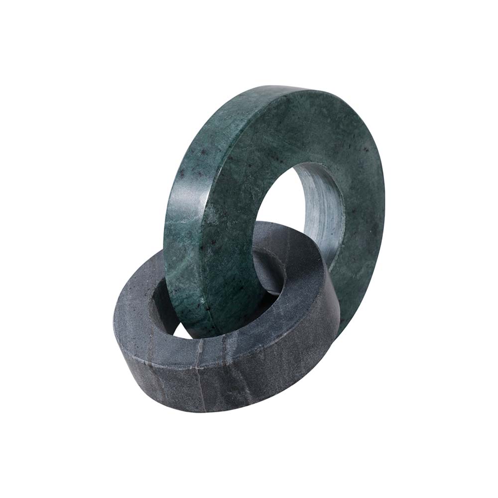 Adorno anillo doble de mármol verde/negro