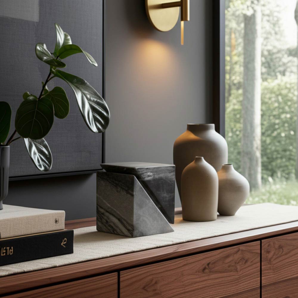 Adorno Cubo de mármol gris