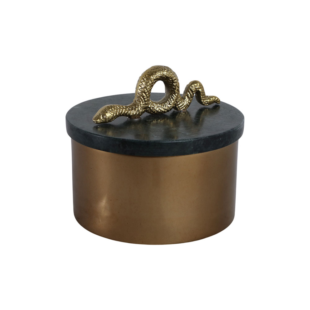 Caja circular Snake con top de mármol Ø13cm