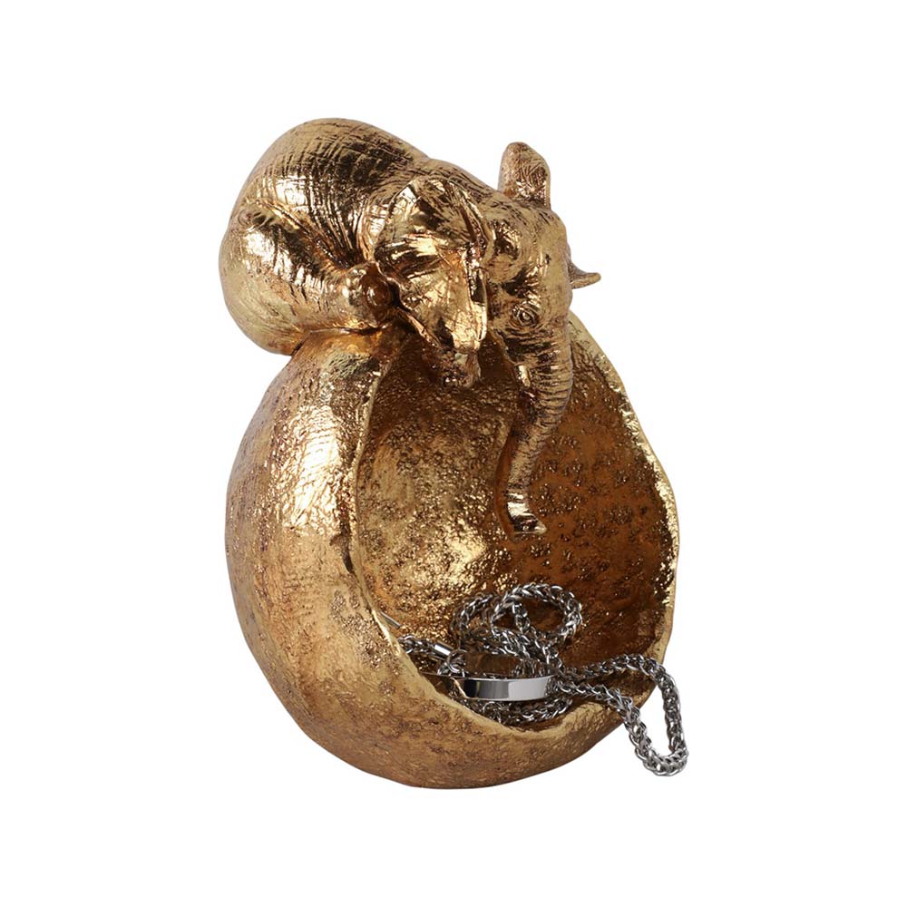 Bowl joyero 18x15cm con Elefante dorado