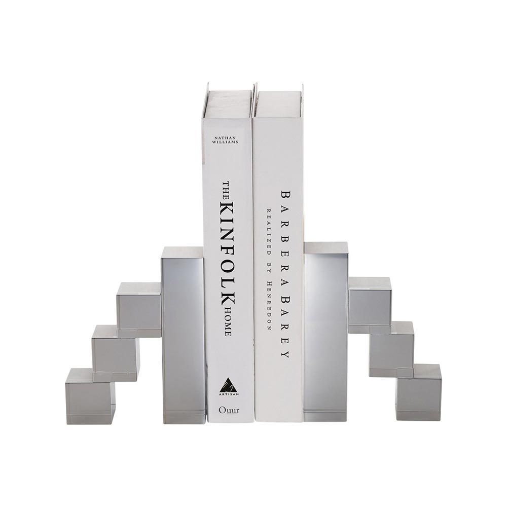 Set Sujetalibros Tetris de vidrio smoke 15cm