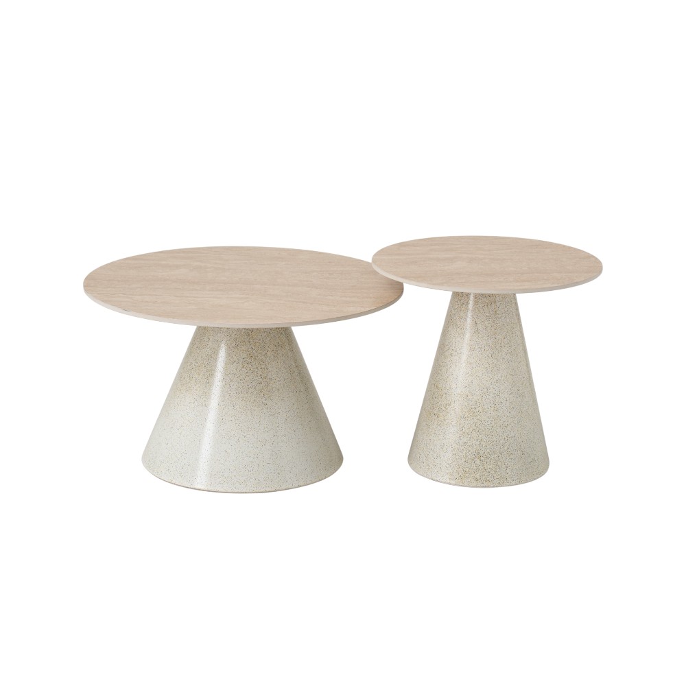 Set x2 mesas de centro Vicky white top piedra sinterizada