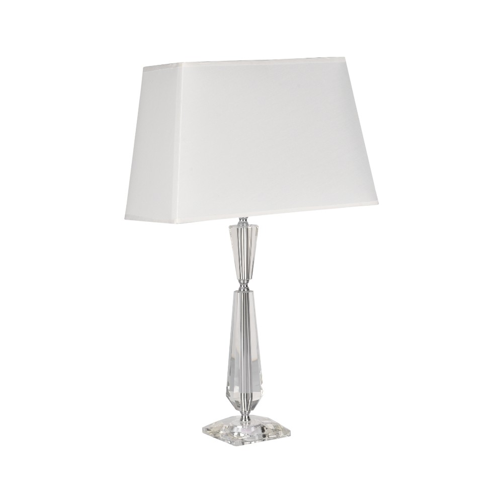 Lámpara de mesa Zafiro cristal clear pantalla blanca 1XE27