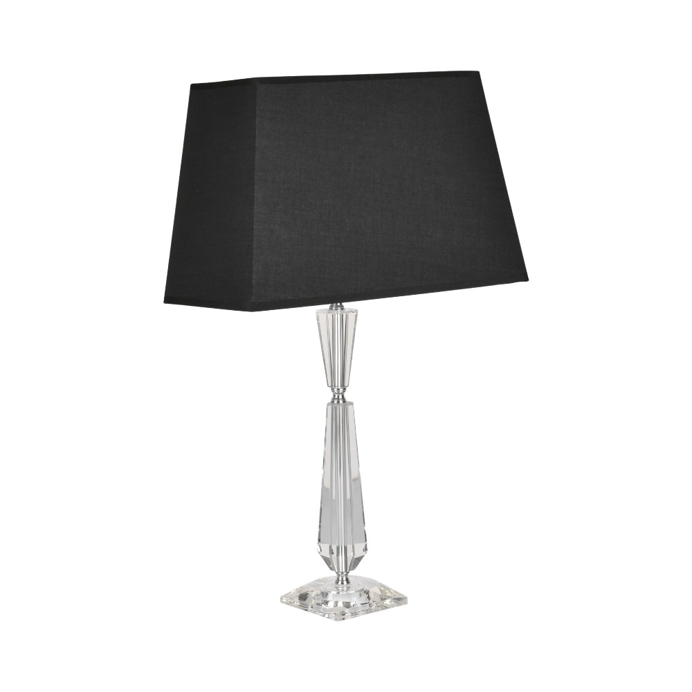Lámpara de mesa E27 Zafiro de cristal clear pantalla negra