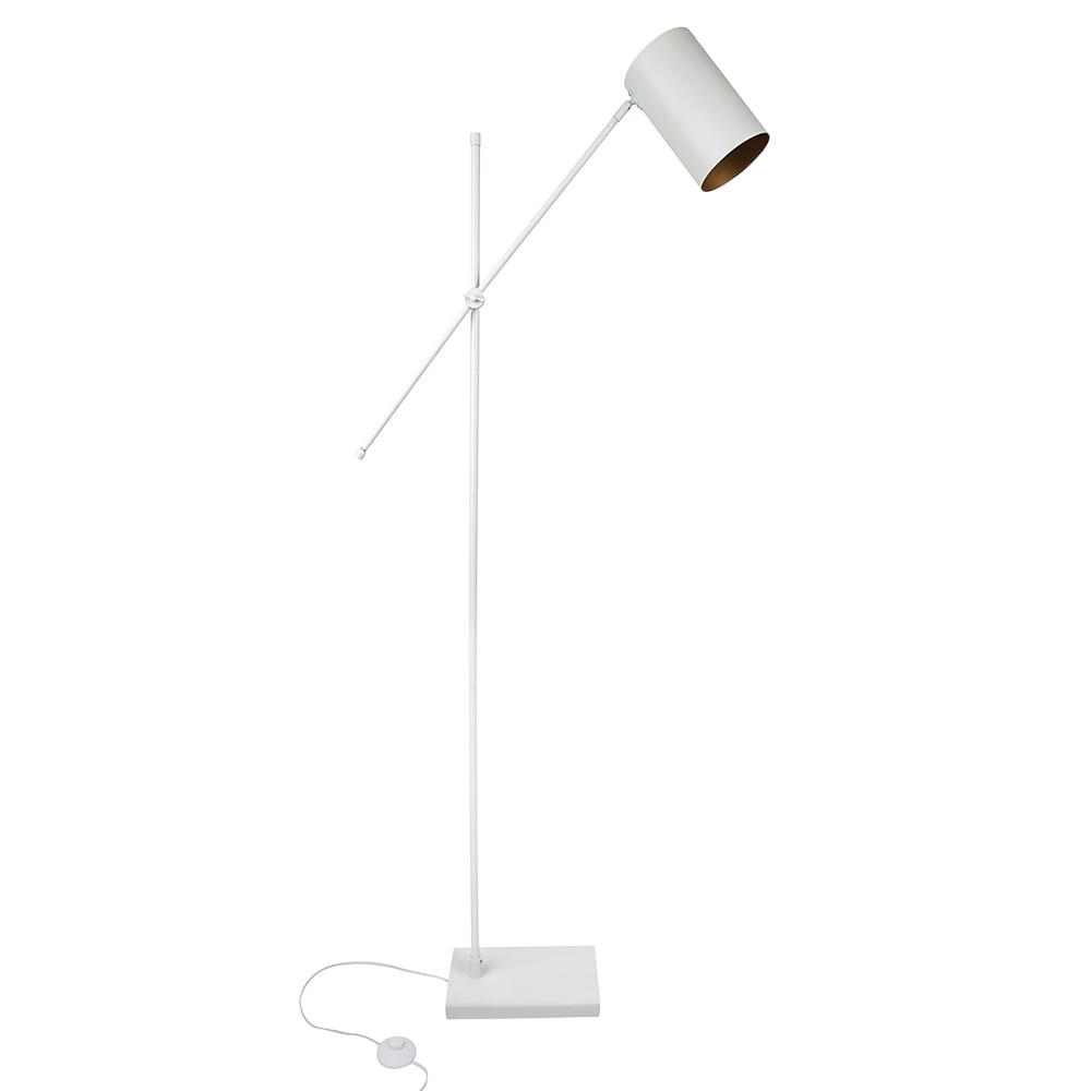 Lámpara de pedestal Mariano E27 de metal blanco/dorado