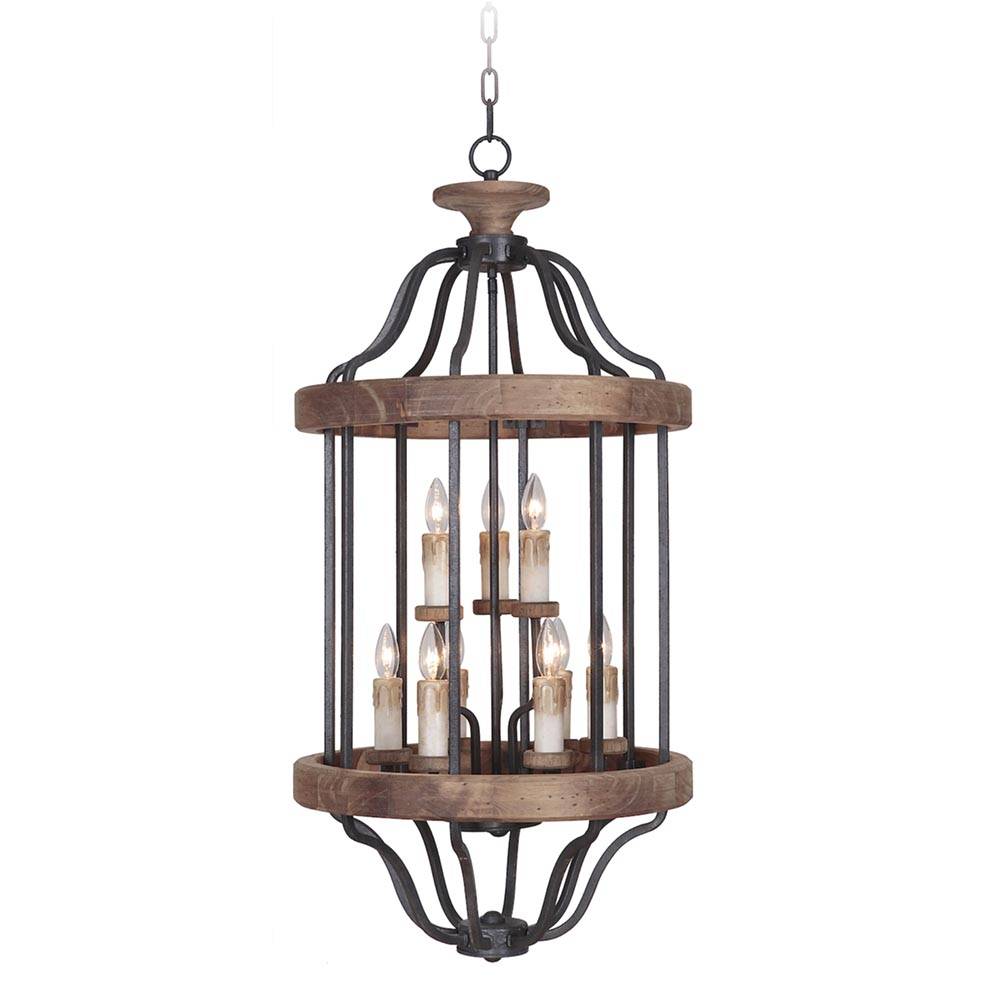 Lámpara colgante 9xE12 Morrison black/wood