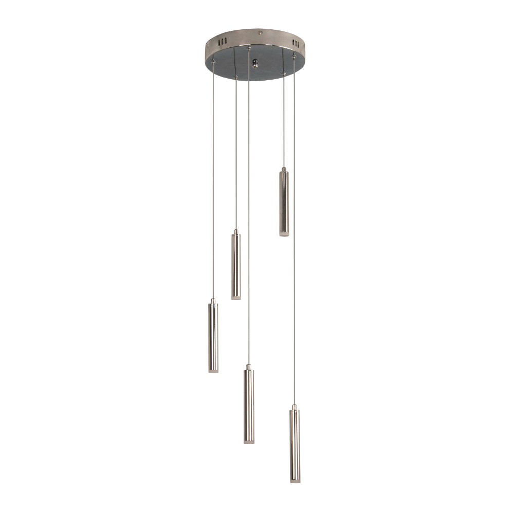 Lámpara colgante LED Iris de metal cromado 5L luz cálida